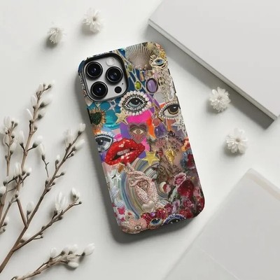 Vintage Faux Pailletten Mosaik Kunst Hülle für iPhone 16, 13, 14, 12, 15 Pro Max Plus