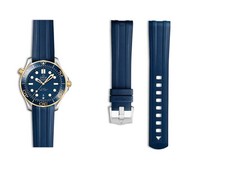 Genuine Omega Seamaster 300M 20mm Blue Rubber Strap + Buckle OEM 032CVZ010127