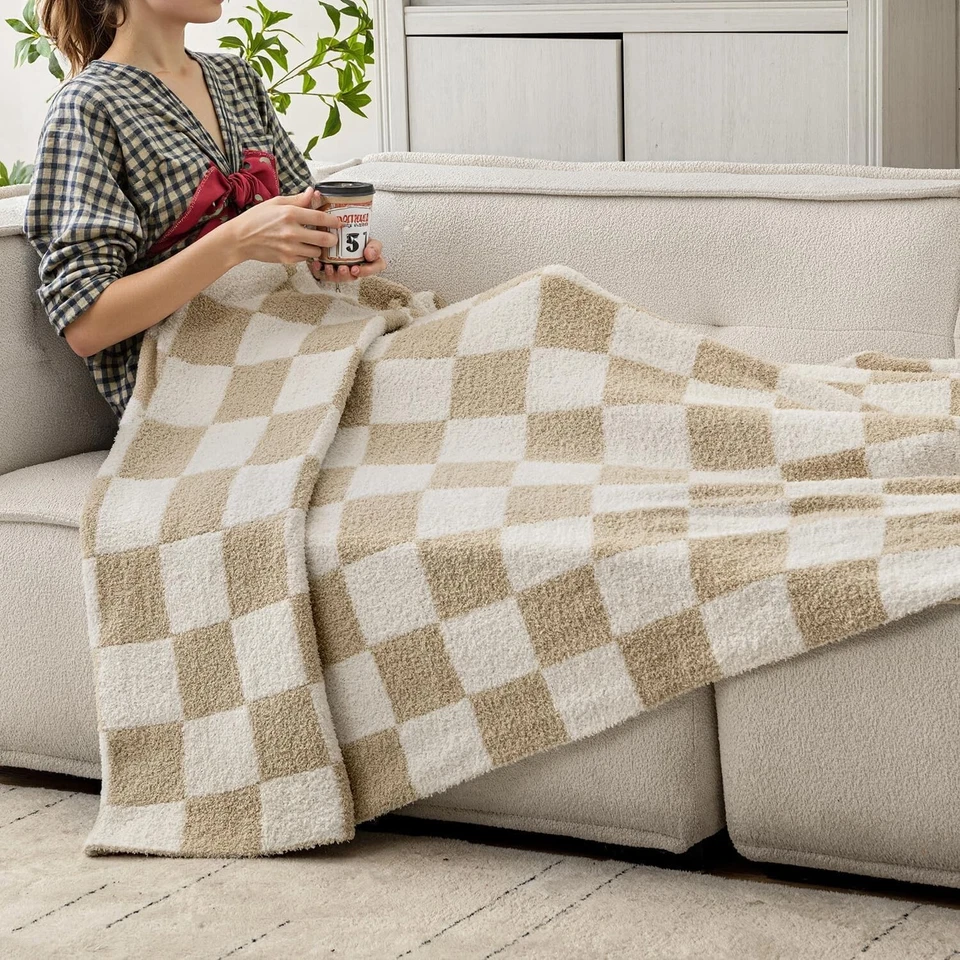 Throw Blanket Microfiber Soft Cozy Fluffy Warm Hand Made Sage Green (60" x 80") - Image 4 of 4