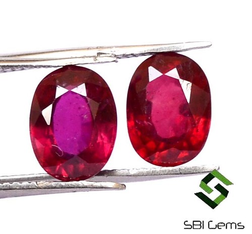 3.36 CTS Natural Ruby Oval Cut Pair 8x6 mm Calibrated Faceted Loose Gemstones GF - Picture 4 of 6