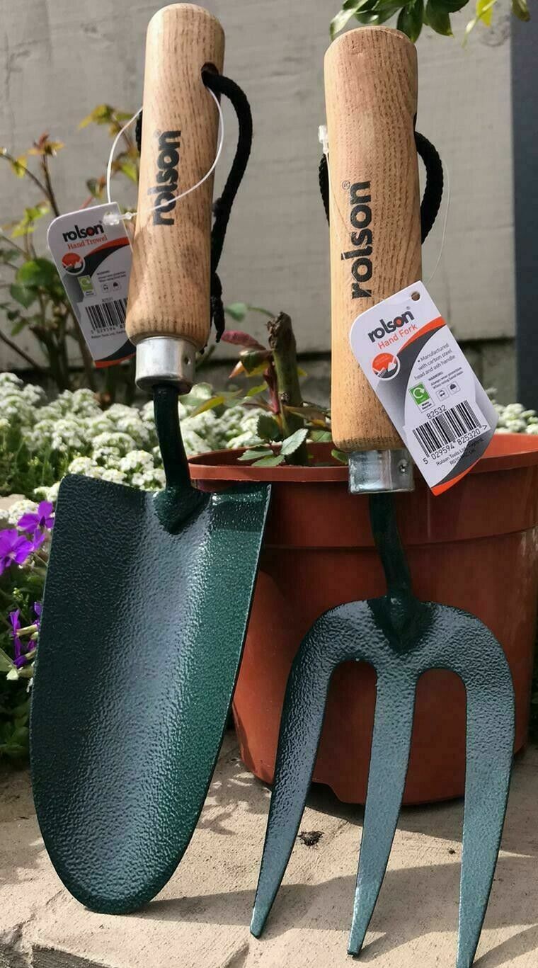 Rolson Heavy Duty Garden Tools Set 3pc Hand Trowel, Transplanting and