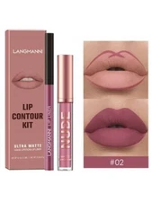 2 piece Langmanni Ultra Matte Lipliner and liquid lipstick