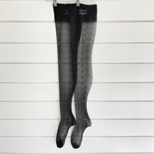 Vintage Hanes Treadwell Women's Black Textured Seamless Thigh High Stockings Irr