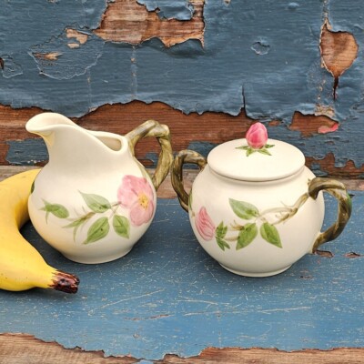 Vintage Franciscan Desert Rose Earthenware Sugar and Creamer Set