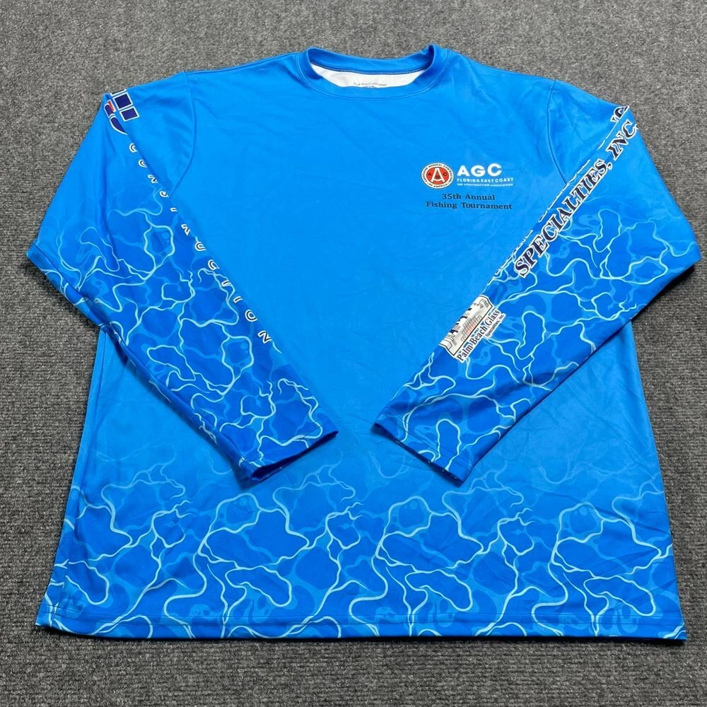 Palm Beach Uniforms Men's Blue UPF 50 Sun Protection AGC Fishing Shirt Size M