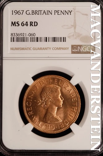 Great Britain: 1967 One Penny - NGC MS 64 RD - Brilliant Uncirculated  #SLF471