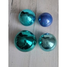 Ball blue blown glass green ornament Xmas set variety