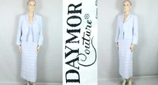 DAYMOR COUTURE Periwinkle 2pc Layered Long Gown Dress Blazer Jacket 10