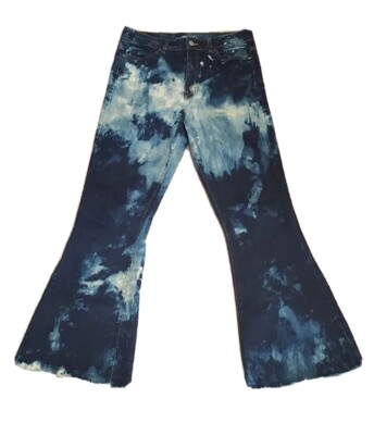 NASTY GAL Flare High Waisted Raw Hem Denim Jeans Upcycled