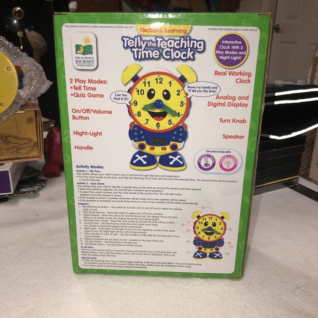 The Learning Journey Telly Teaching Time Clock Ages 3 Educational Watch ...