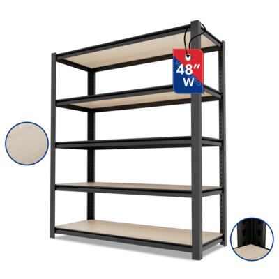 5 Tier Garage Shelving 48''x 24''x72'' Adjustable Heavy Duty Storage Shelves