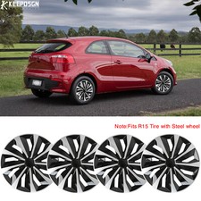 For Kia Rio 15" Set of 4 Hupcaps Wheel Rims Covers Hub Caps Fit R15 Steel Wheel