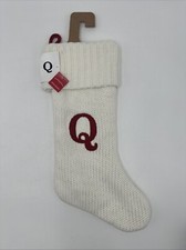 Target Wondershop White Knit Monogram Christmas Stocking 18" Initial Letter "Q"