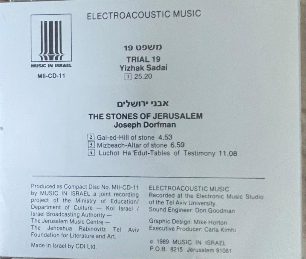 Israel 1989 Classical Electronic music CD - Yitzhak Sadai