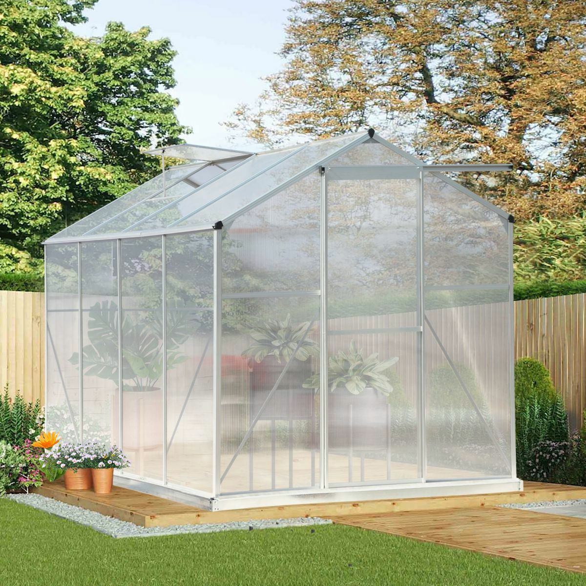 Outdoor Garden Greenhouse Backyard Polycarbonate Walkin Plant Green