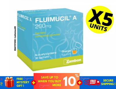 FLUIMUCIL A 200mg 30's Granules N-acetylcysteine Clear Phlegm X 5 PCS