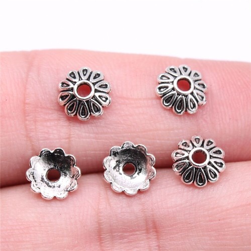 600 tapas de cuentas de plata tibetana 8x8x3 mm hazlo tú mismo para hacer joyas C14881 - Imagen 3 de 3