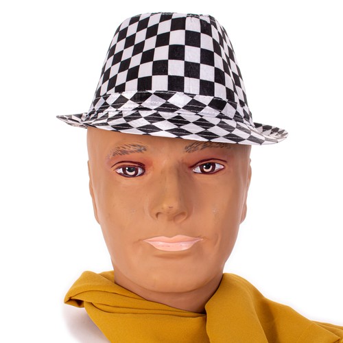 1920s Gangster Mob Boss Costume Checkered Halloween Polyester Fedora, For Men... - Picture 2 of 5