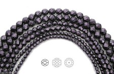 Czech Glass Fire Polished Beads in Purple Carmen Metallic Pearl, Faceted Pearls