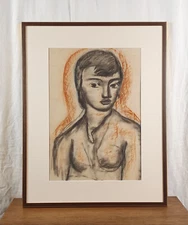 Female Portrait, Original Charcoal Painting, Artist Kozlyanin