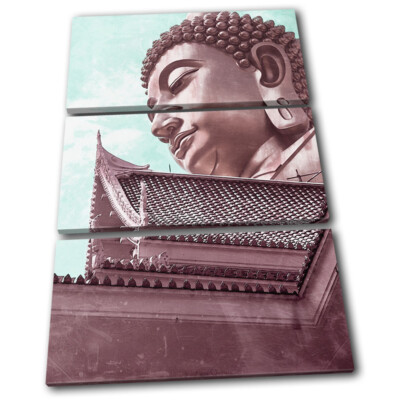 Buddha Statue Pink Teal Retro Religion TREBLE Leinwand Kunst Bild drucken