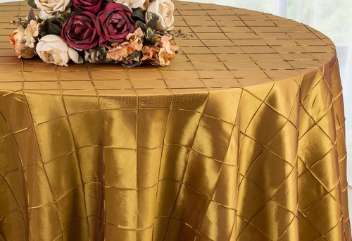 Wedding Linens Inc. 90" Pintuck Taffeta Round Table Overlay / Tablecloth - Picture 23 of 29