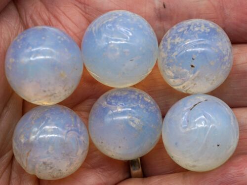 Vintage Gruppe von 6 gegrabenen Shooter Moonie Murmeln. Diese messen plus oder minus 3/4" - Bild 2 von 7