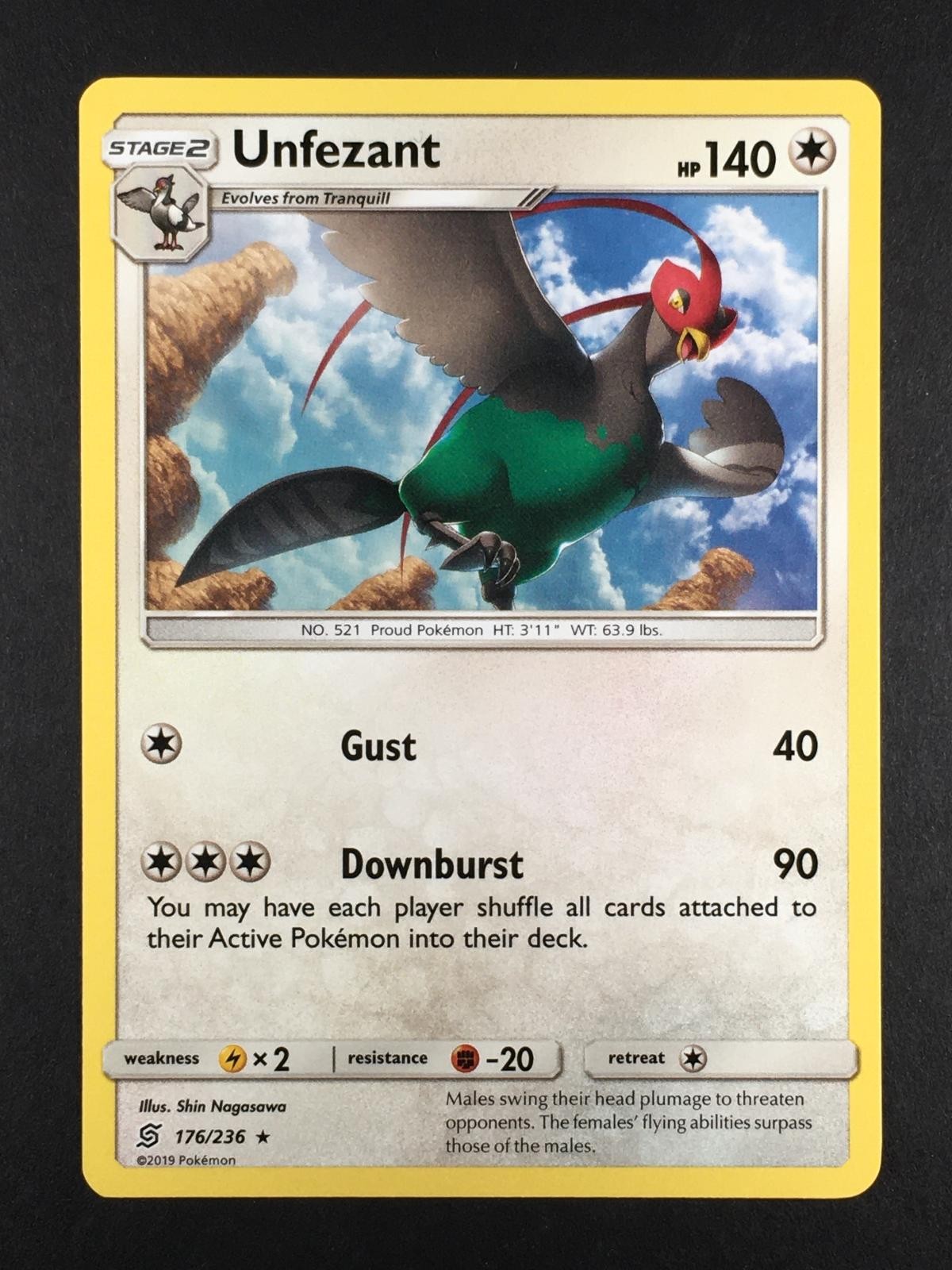 Pokemon TCG Unfezant 176/236 Unified Minds Regular Rare NM/M