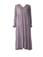 A New Day Dress S Lilac MicroFloral Maxi Tiered Peasant Cottagecore Long Slv