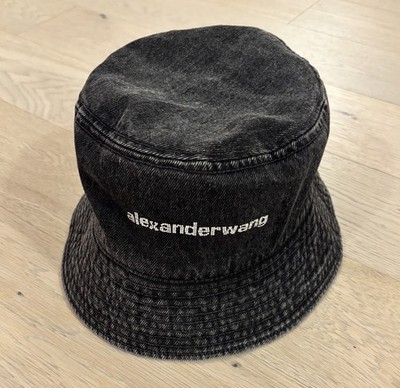 ALEXANDER WANG Denim Bucket Hat With Crystal Logo
