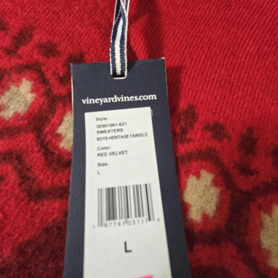 Vineyard Vines Youth L Kids Boys Heritage Christmas Merino Wool Sweater  NWT - Image 4 of 4