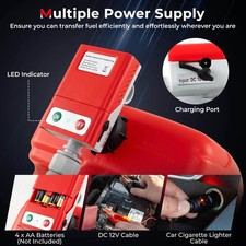 Fuel Transfer Pump w/Hand Trigger Nozzle for Flow Control  Stop Extra Long Hose