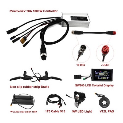 EBike 36V 48V 52V 28A 1000W Controller with Display Light For Bafang G062 Motor