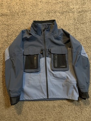 LL Bean Gore-Tex Paclite Stowaway Wading Jacket Mens L Fishing Rain Colorblock