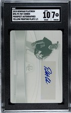 2010 Bowman Platinum Pat Corbin YELLOW PRINTING PLATE /1 SGC 7 w/10 AUTO (1/1)