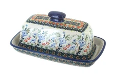 Blue Rose Polish Pottery Periwinkle Butter Dish