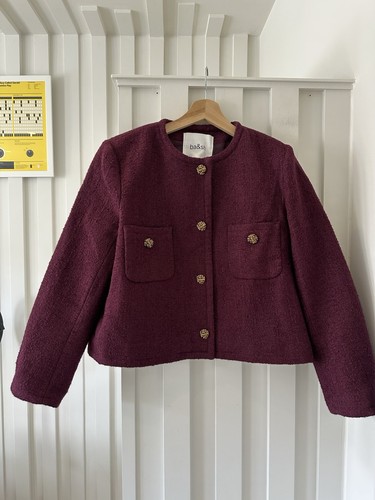 Bash Paris Meredith Jacket Structured Tweed Size 3 UK 12 Purple Ba&sh Exclt Cond
