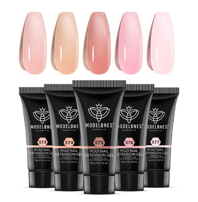 modelones Poly Gel Set 5 Colors Jelly Gel Milky White Sheer Pink Nude Translucen