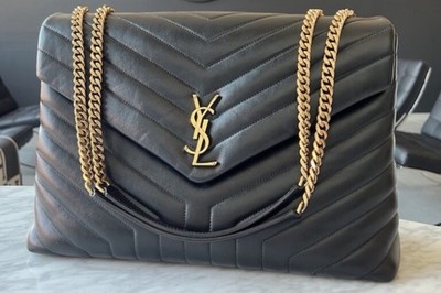 Saint Laurent Loulou Large Black Matelasse Gold Hardware with Dust Bag