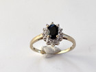 Vintage 10k 2-Tone Gold Sapphire & 12 Diamond Floral Cluster Ring Size 6.5  1.5g — photo 3