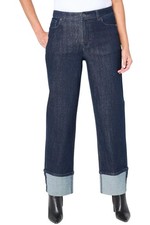 Susan Graver Women's Stretch Denim Cuffed Jean Dark Wash