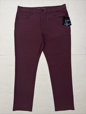 Travis Mathew Pants Men Sz 38x32 Burgundy Open To Close Stretch Lightweight Golf