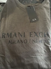 AX Armani Exchange Men's Crew Neck Logo Tee Brown Size Large