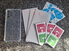 Samsung Galazy A53 5G clear phone case with X3 tempered glass screen protectors