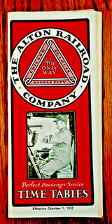 Alton Railroad Co 1932 timetables w/ads for cars & menu Chicago St Louis KC