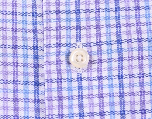 Brooks Brothers Regent Blue Purple Plaid Check Non Iron Dress Shirt 17.5 34 - Picture 5 of 7