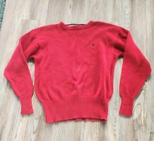 Vintage 90s Polo Ralph Lauren Fisherman Knit Sweater Red Mens L Crewneck Relaxed