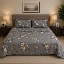 Cotton Bedsheet Set of 3: 1 Bedsheet 106" x 106"  2 Pillow Covers 30.5"  20.5"