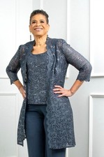 NEW LS Couture Mother of the Bride Pantsuit, Dusty Blue, Size 14