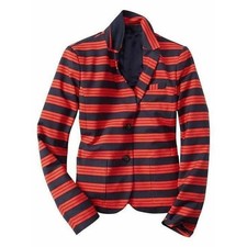 Gap The Academy Blazer Womens 8 Red Navy Blue Striped Jacket NWT Preppy Academic